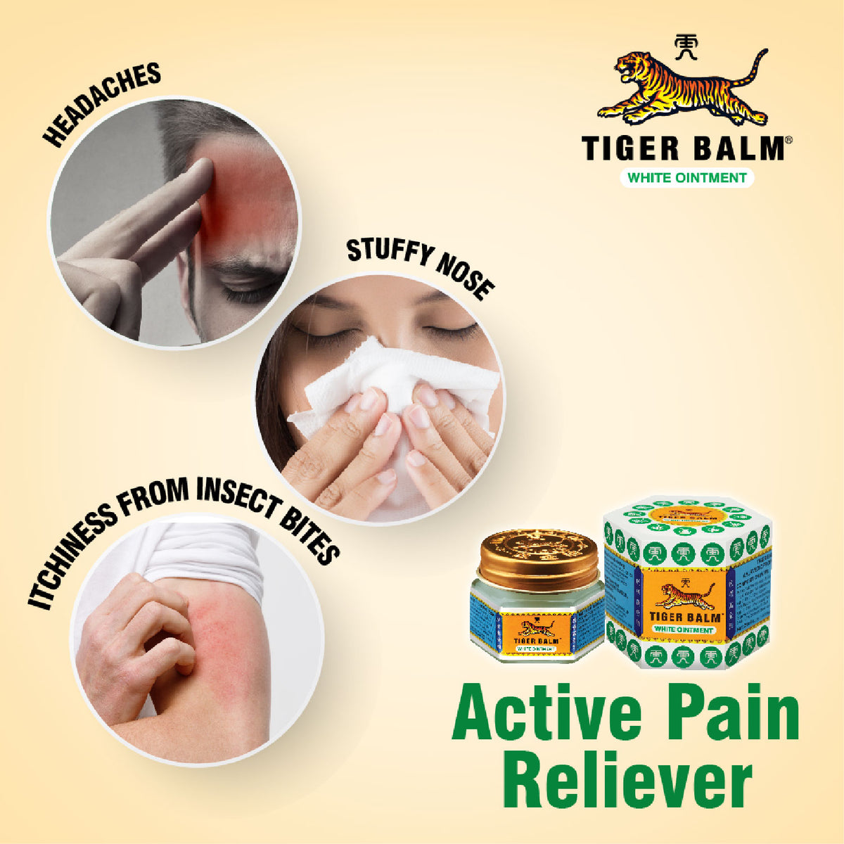 Tiger Balm Red & White Ointment Combo | Effective Relief From Muscle Pain, Joint Pain, Back Pain, Knee Pain, Headache & Stuffy Nose | Ayurvedic Pain Relief Balm | 9ml | Pack of 6 | 3 Red & 3 White