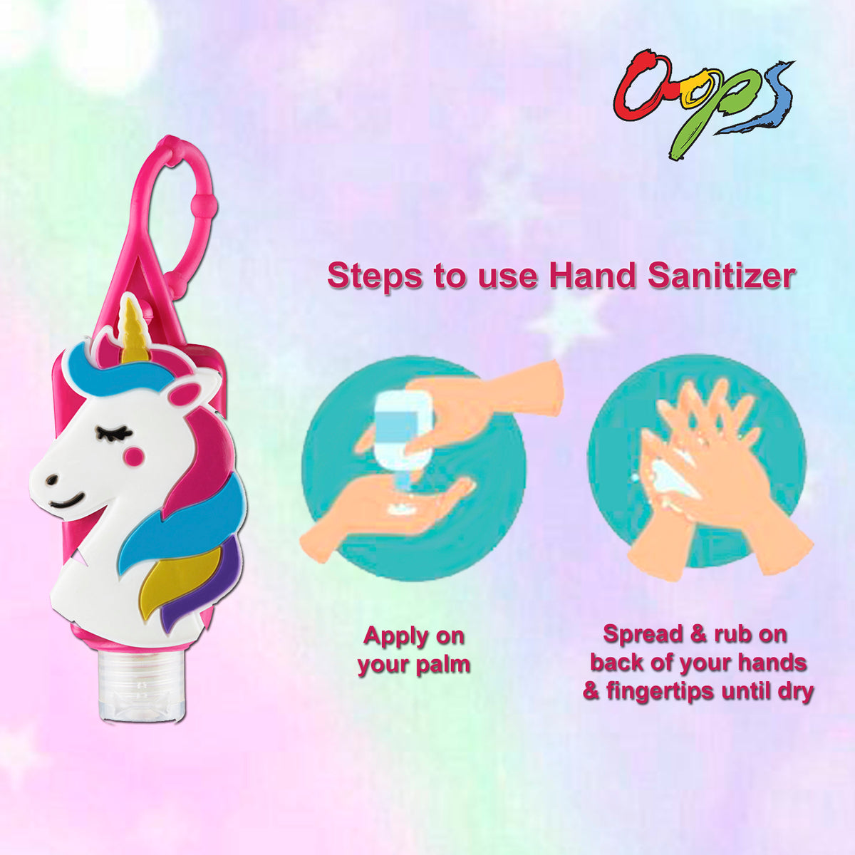 Oops Bagtag with Sanitizer - Unicorn, 30ml Gardenia Cosmotrade LLP