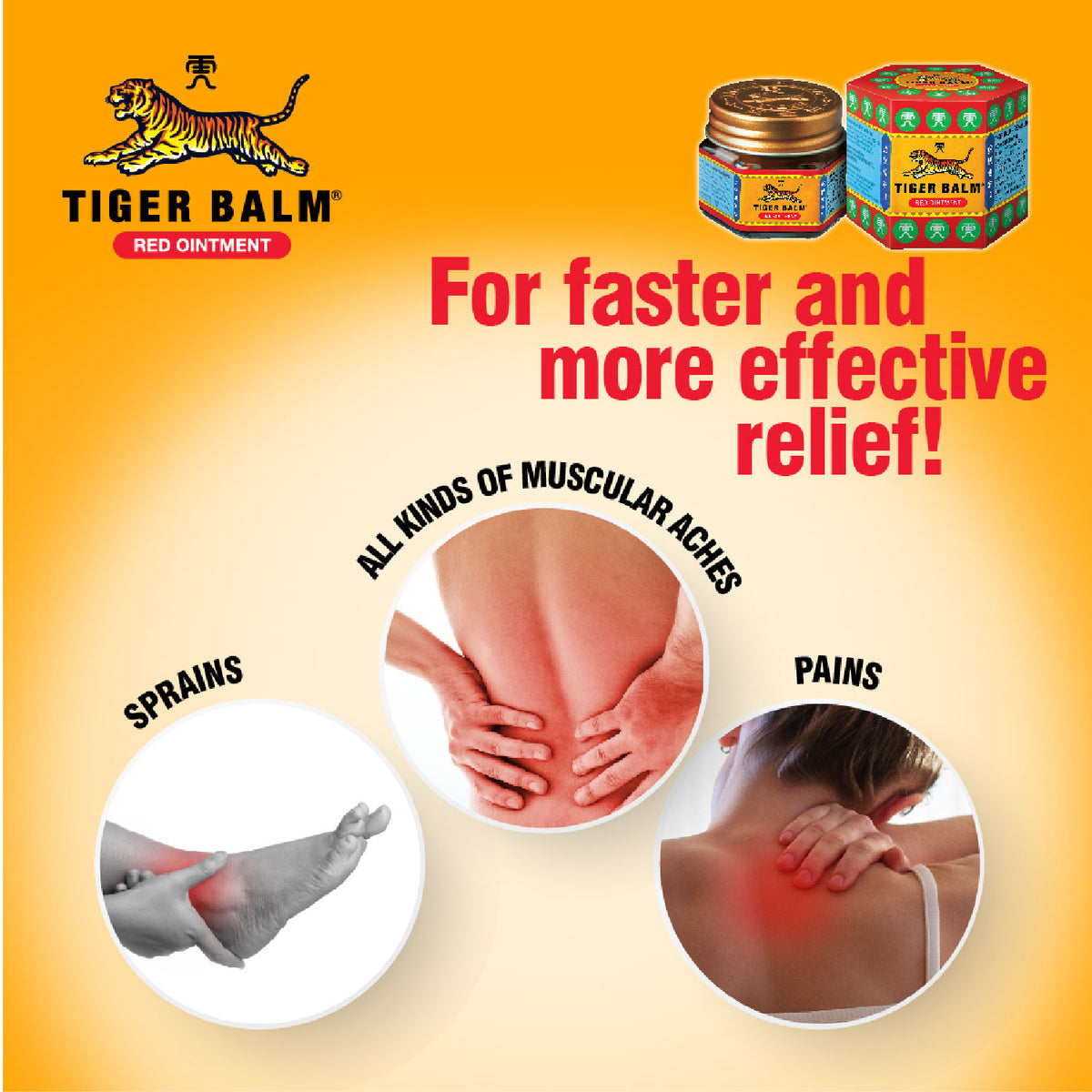 Tiger Balm Red & White Ointment Combo | Effective Relief From Muscle Pain, Joint Pain, Back Pain, Knee Pain, Headache & Stuffy Nose | Ayurvedic Pain Relief Balm | 9ml | Pack of 6 | 3 Red & 3 White