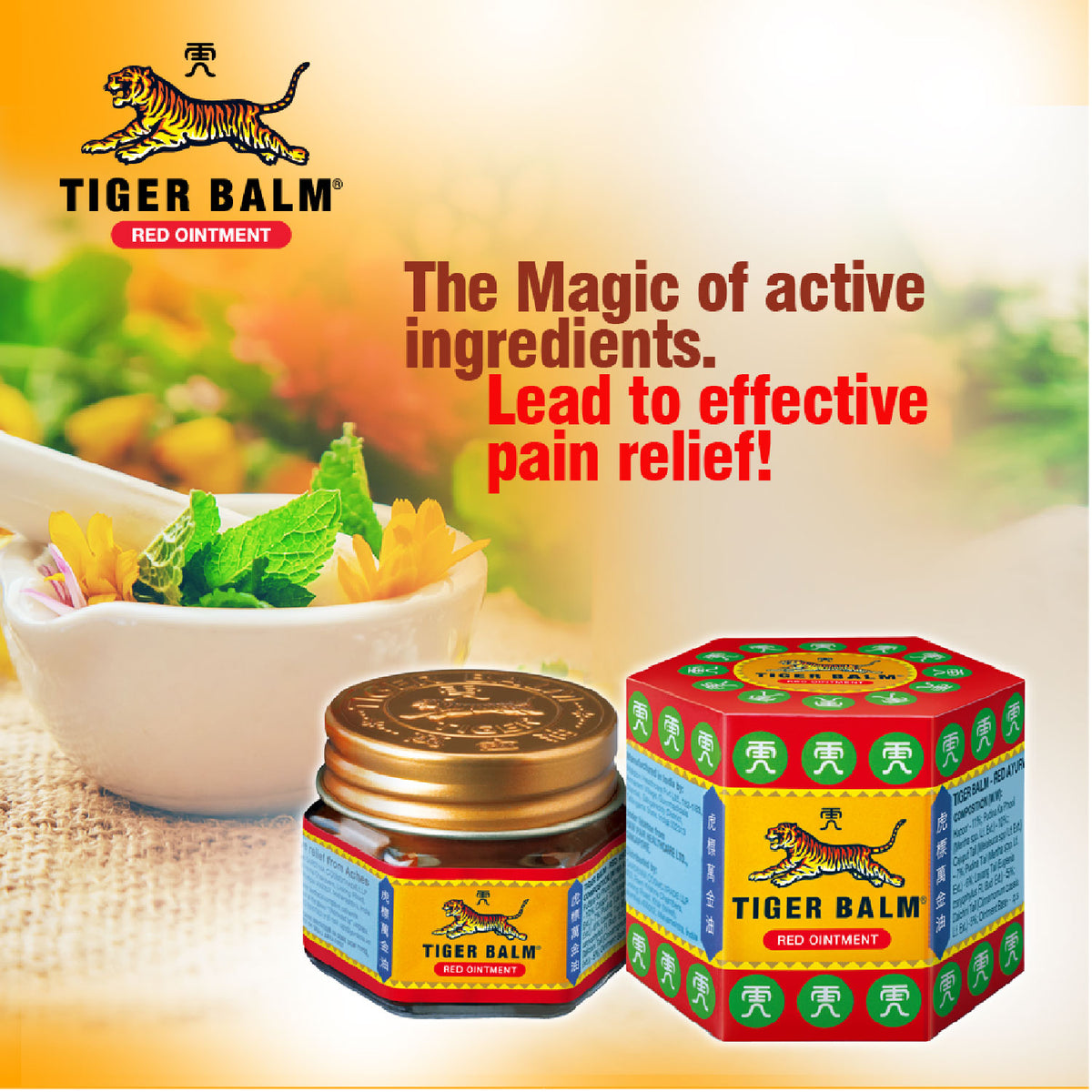 Tiger Balm Red & White Ointment Combo | Effective Relief From Muscle Pain, Joint Pain, Back Pain, Knee Pain, Headache & Stuffy Nose | Ayurvedic Pain Relief Balm | 9ml | Pack of 6 | 3 Red & 3 White