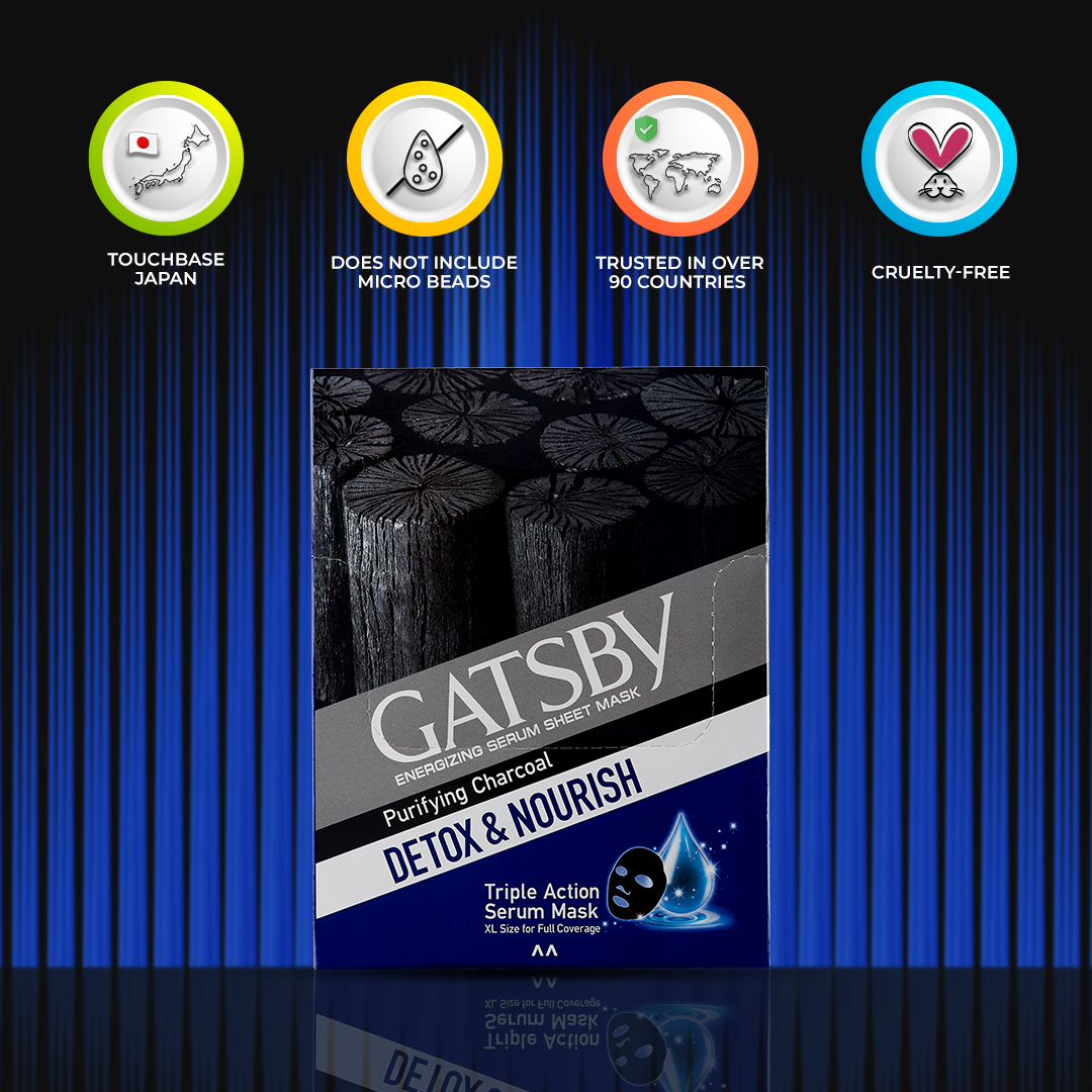 Gatsby Energising Serum Sheet Mask - Purifying Charcoal, 20g Gardenia Cosmotrade LLP
