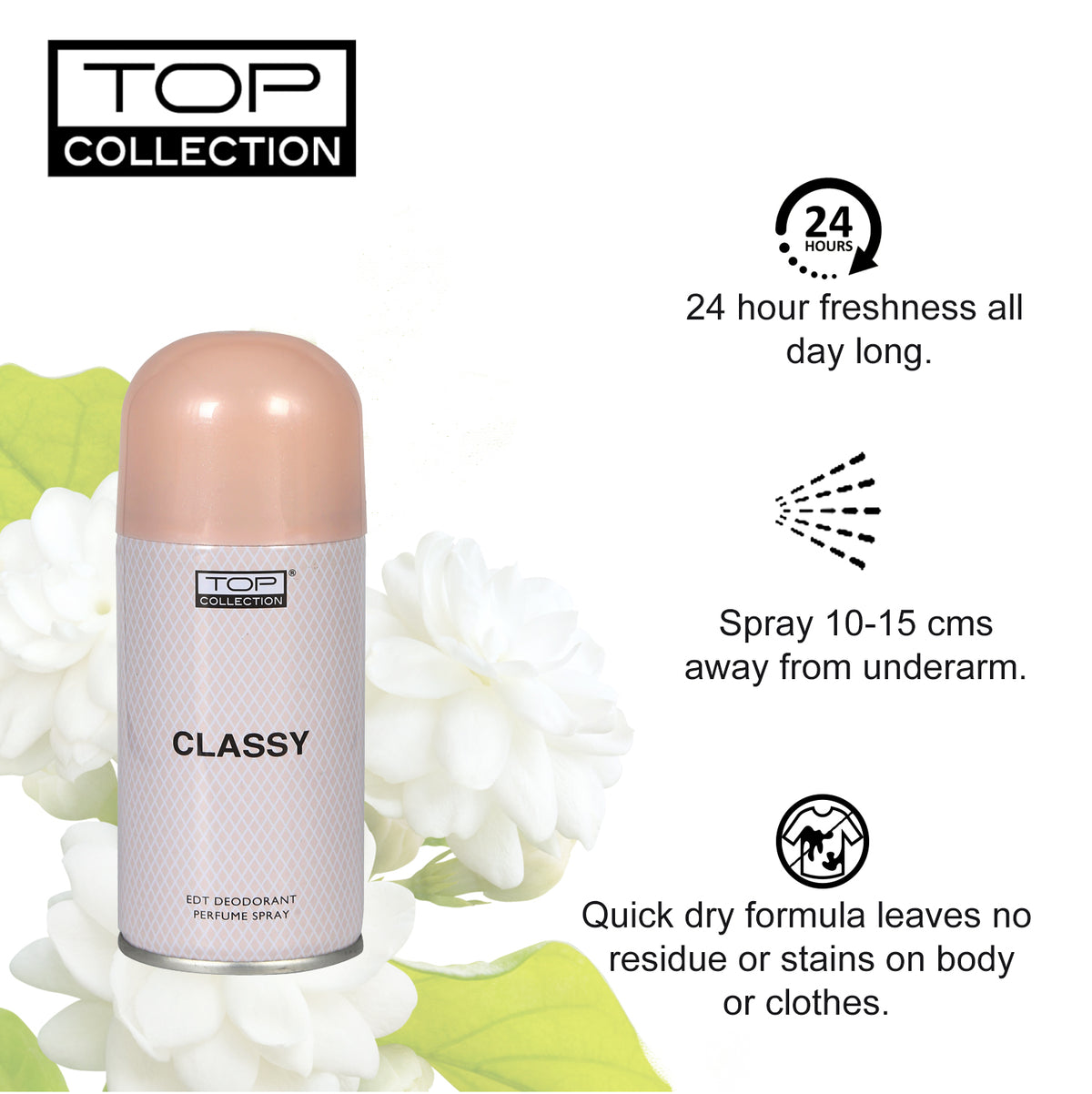 Top Collection Eau De Toilette Deodrant Perfume Spray - Classy, 150ml