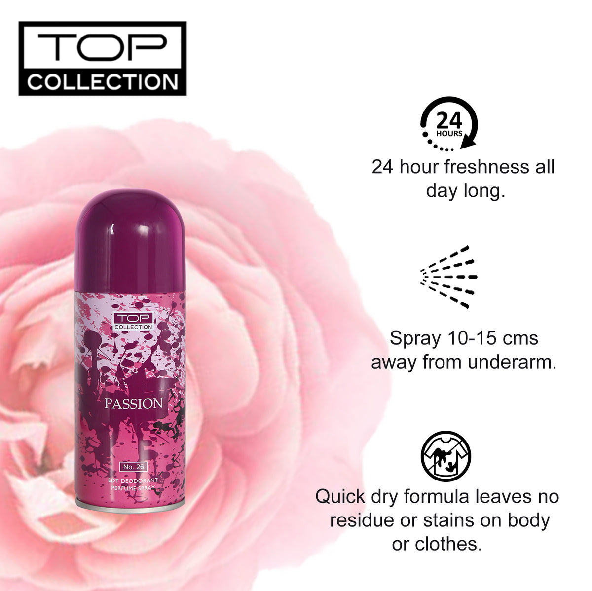 Top Collection Deodorant Perfume Spray - Passion, 150ml