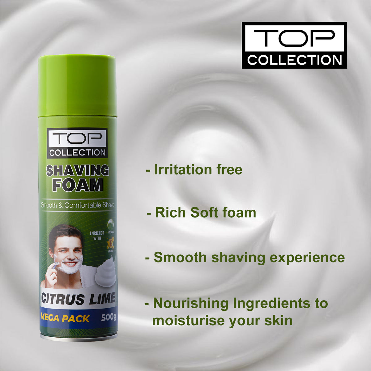 Top Collection Shaving Cream - Citrus Lime, 500g