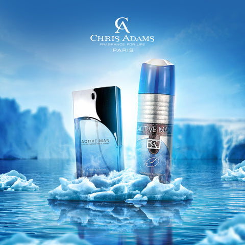 Chris Adams Gift Set - Active Man | EDP, 100ml + Deodorant Body Spray, 200ml Gardenia Cosmotrade LLP
