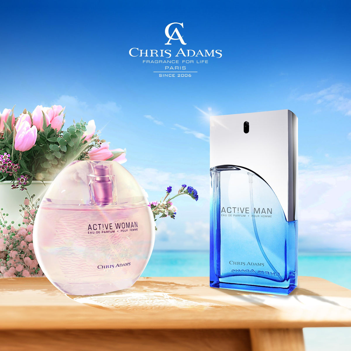 Chris Adams Eau De Parfum - Active Woman, 80ml Gardenia Cosmotrade LLP