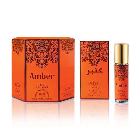 Nabeel - Amber Premium Attar Roll-on Perfume Oil | 100% Non Alcoholic | Gift Set - 6ml (Pack of 6) | Made in U.A.E