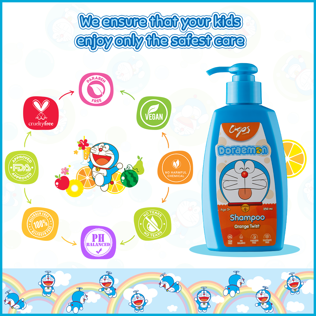 Oops Doraemon Shampoo - Orange Twist, 250ml : Buy 1 Get 1 Free! Gardenia Cosmotrade LLP