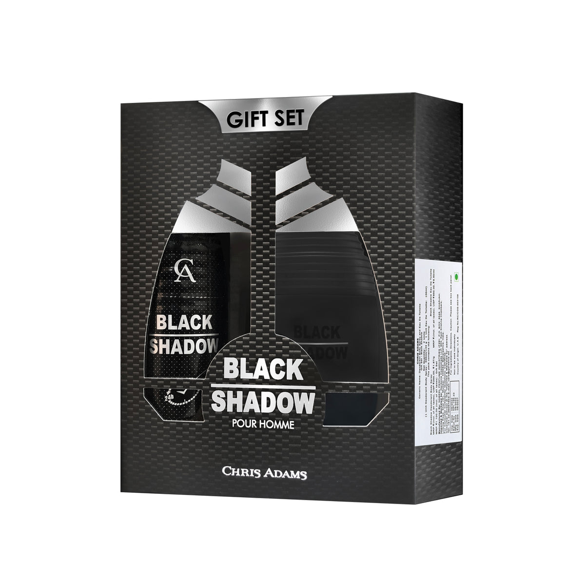 Chris Adams Gift Set - Black Shadow | EDP, 100ml + Deodorant Body Spray, 200ml Gardenia Cosmotrade LLP