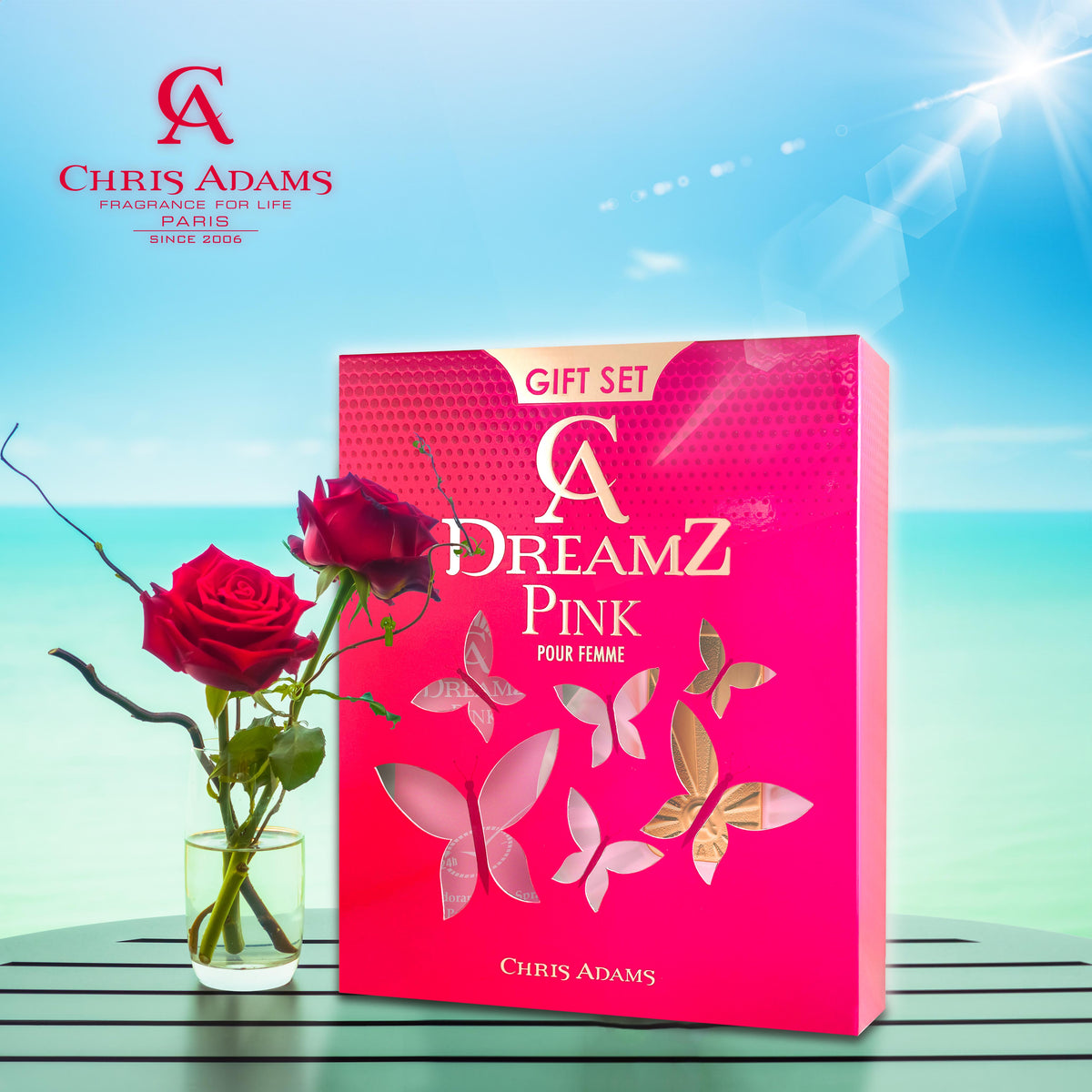 Chris Adams Gift Set - Dreamz Women Pink | EDP, 100ml + Deodorant Body Spray, 200ml Gardenia Cosmotrade LLP