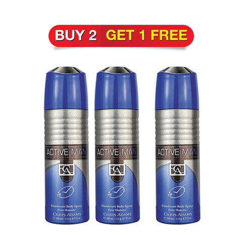 Chris Adams Deodorant Perfume Spray - Active Man, 200ml | Buy 2 Get 1 Free