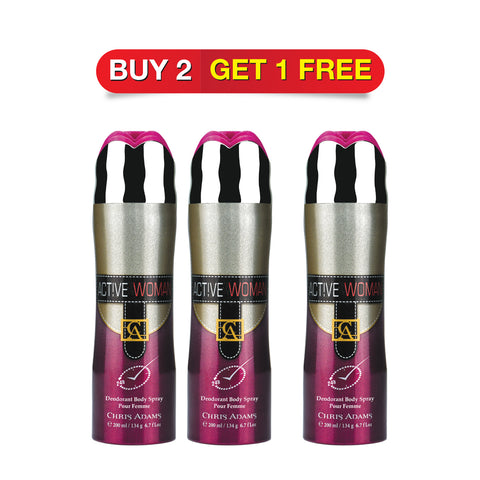 Chris Adams Deodorant Perfume Spray - Active Woman, 200ml | Buy 2 Get 1 Free
