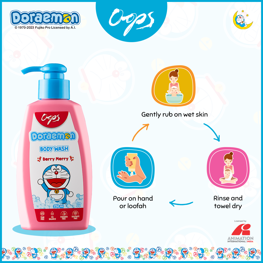 Oops Doraemon Body Wash - Berry Merry, 250ml : Buy 1 Get 1 Free! Gardenia Cosmotrade LLP