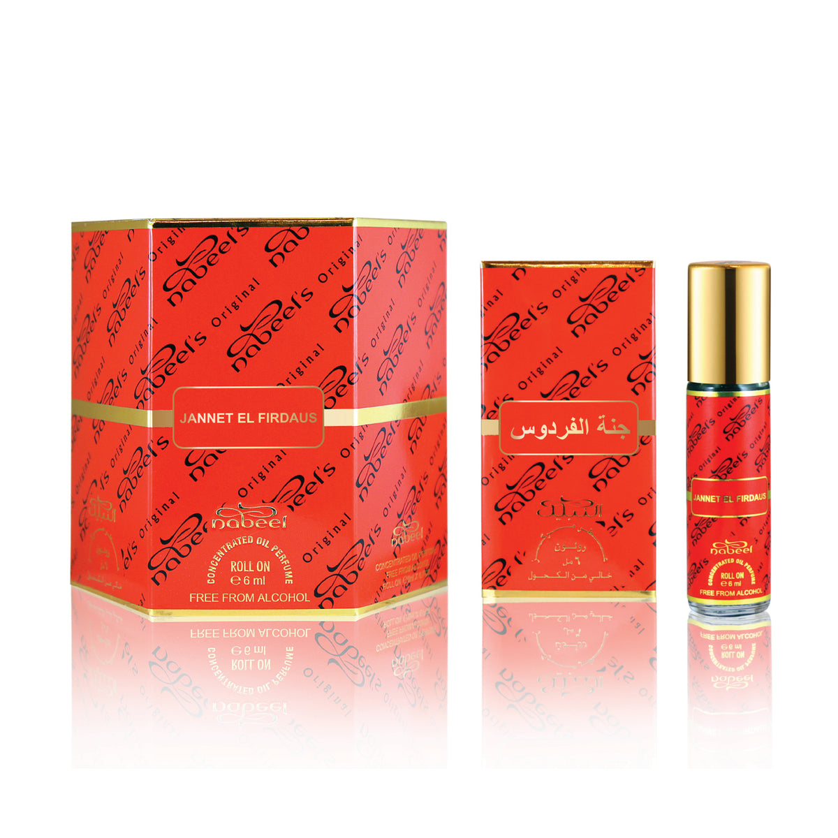 Nabeel - Jannat El Firdaus Premium Attar Roll-on Perfume Oil | 100% Non Alcoholic | Gift Set - 6ml (Pack of 6) | Made in U.A.E