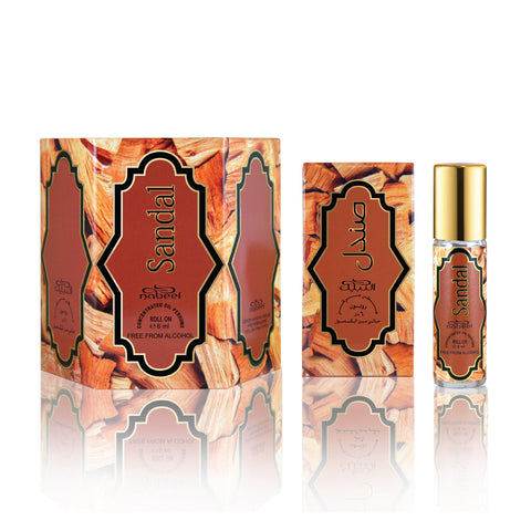 Nabeel - Sandal Premium Attar Roll-on Perfume Oil | 100% Non Alcoholic | Gift Set - 6ml (Pack of 6) | Made in U.A.E