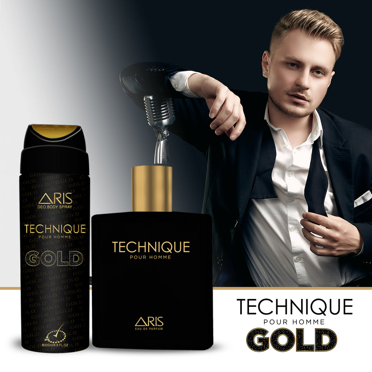 Aris Cosmetics Deodorant Body Spray - Technique Gold, 200ml Gardenia Cosmotrade LLP