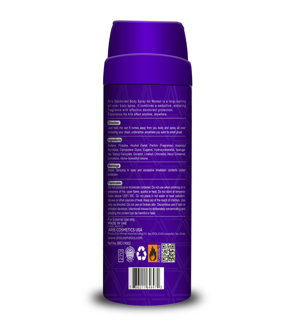 Aris Cosmetics Deodorant Body Spray - Poison, 200ml  | USA