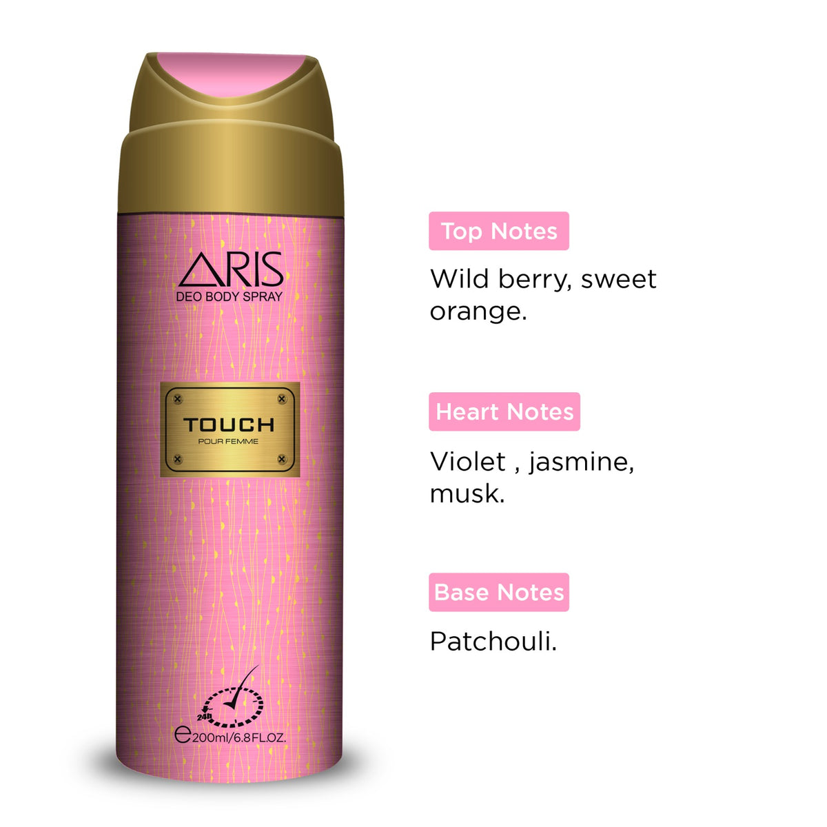 Aris Cosmetics Deodorant Body Spray - Touch, 200ml  | USA