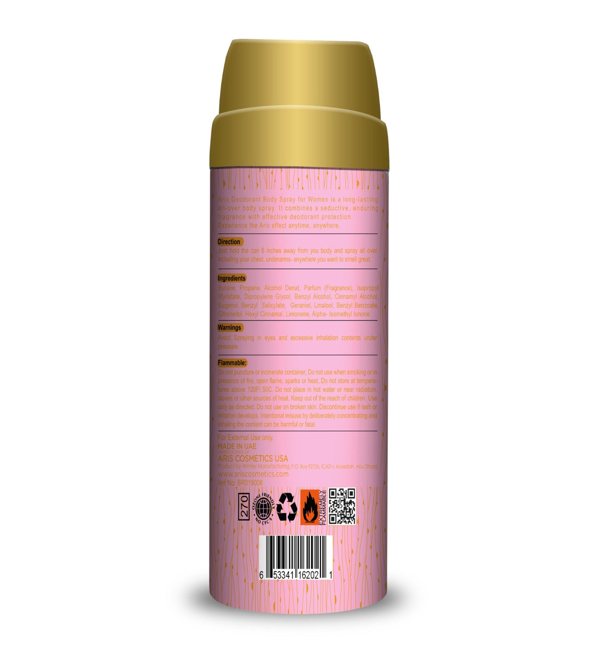 Aris Cosmetics Deodorant Body Spray - Touch, 200ml  | USA