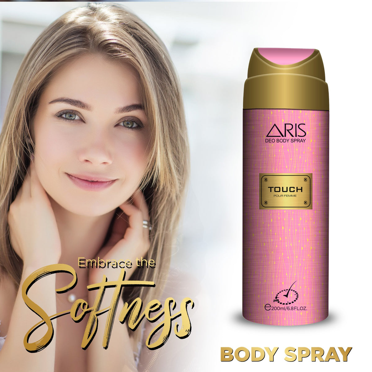 Aris Cosmetics Deodorant Body Spray - Touch, 200ml  | USA