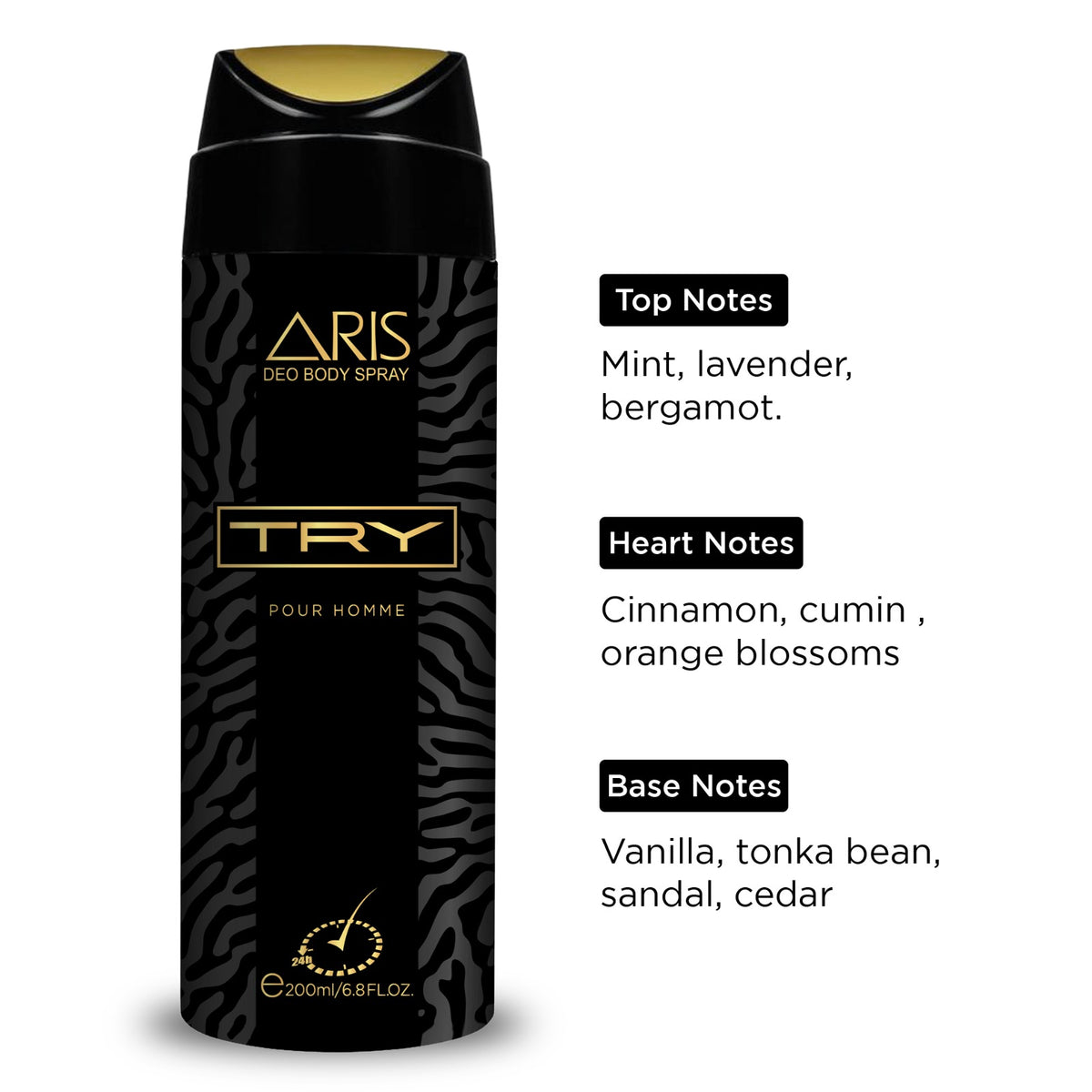 Aris Cosmetics Deodorant Body Spray - Try, 200ml  | USA