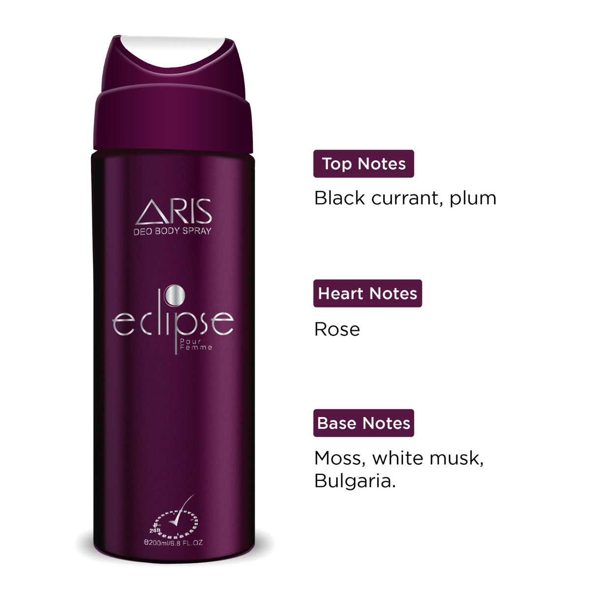 Aris Cosmetics Deodorant Body Spray - Eclipse, 200ml  | USA