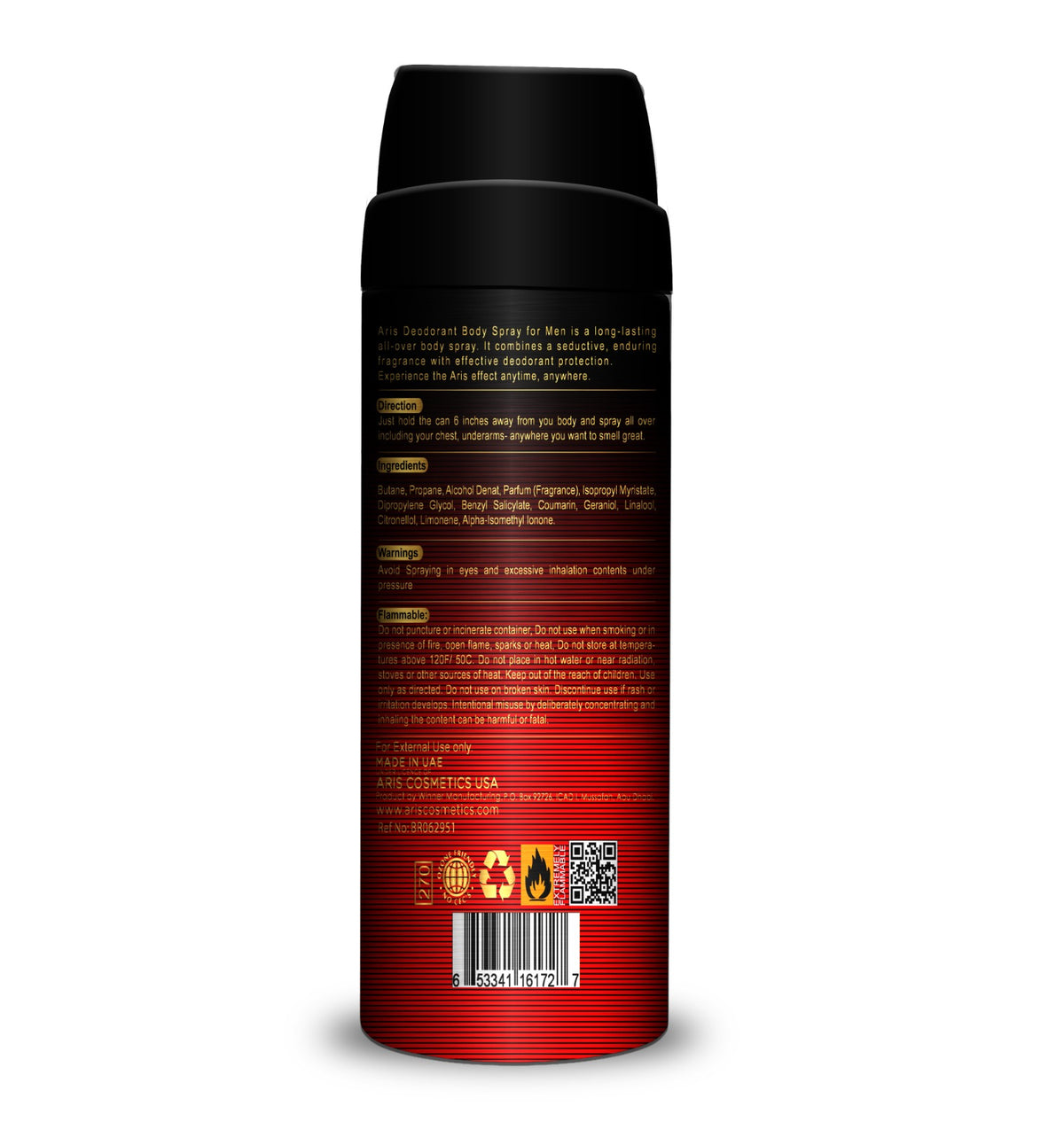 Aris Cosmetics Deodorant Body Spray - Lethal, 200ml  | USA