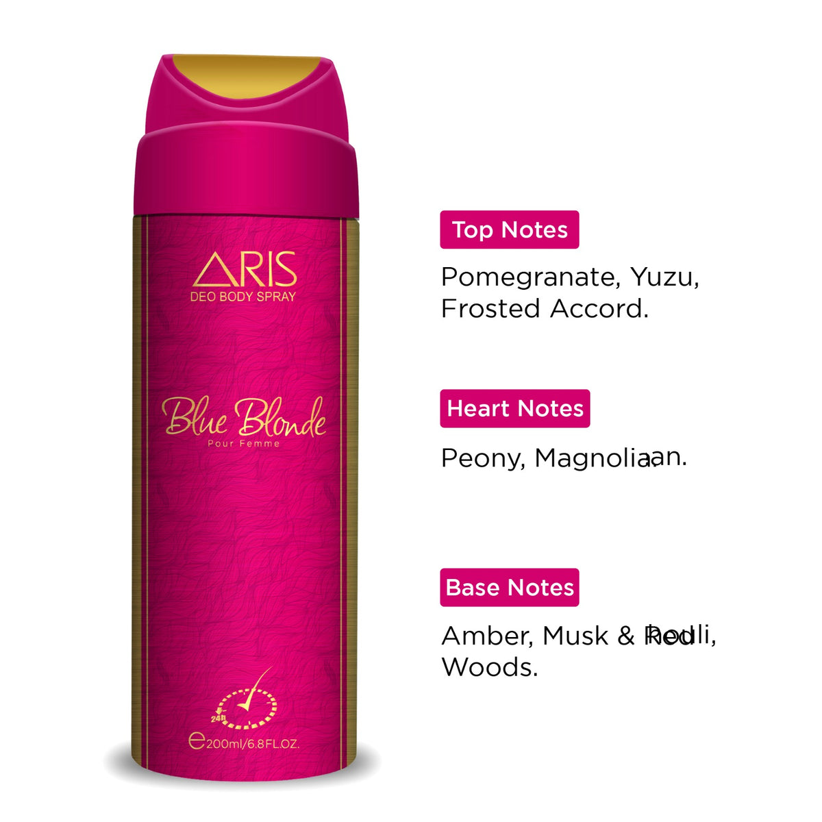 Aris Cosmetics Deodorant Body Spray - Blue Blonde, 200ml  | USA