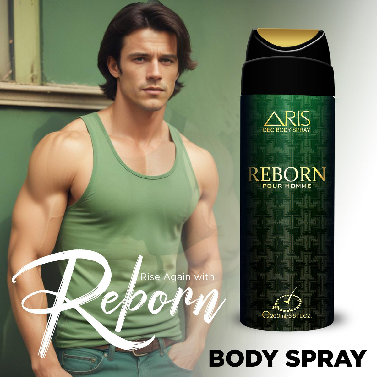 Aris Cosmetics Deodorant Body Spray - Reborn, 200ml  | USA