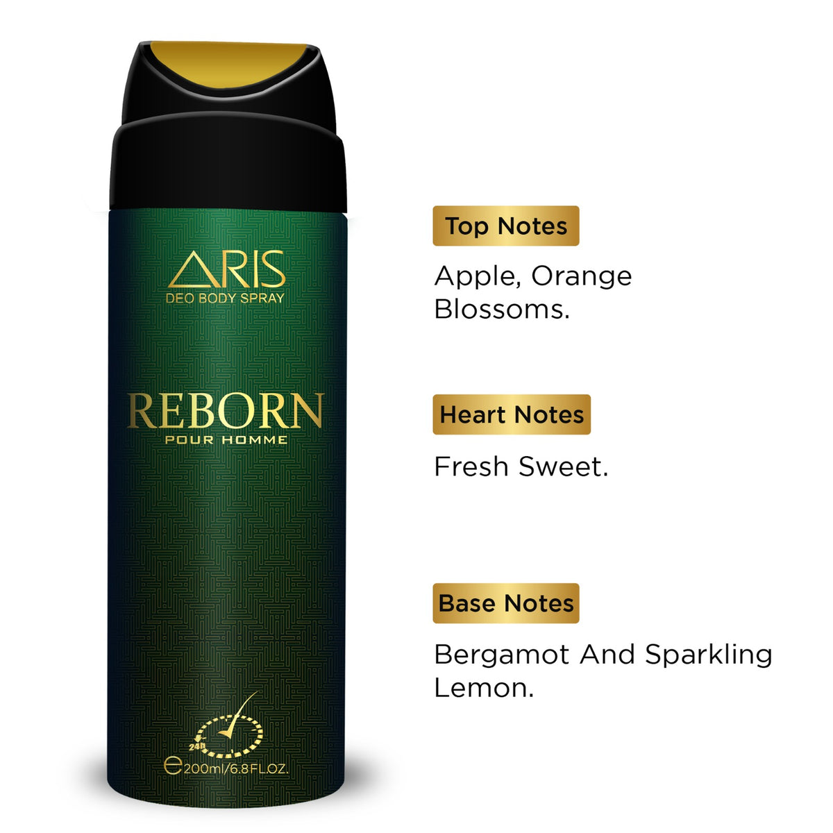 Aris Cosmetics Deodorant Body Spray - Reborn, 200ml  | USA