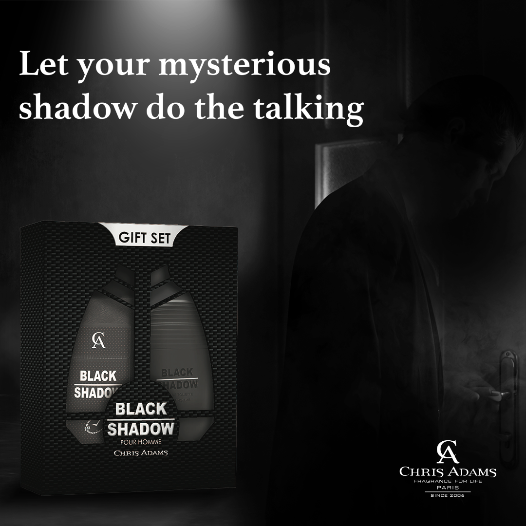 Chris Adams Gift Set - Black Shadow | EDP, 100ml + Deodorant Body Spray, 200ml Gardenia Cosmotrade LLP