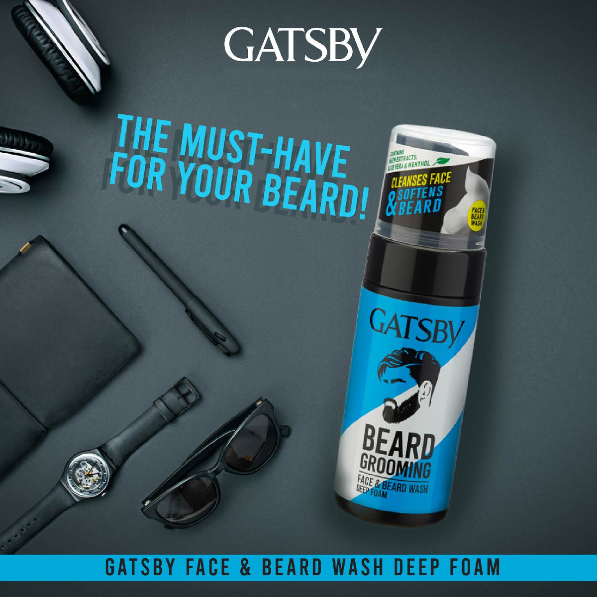 Gatsby Face & Beard Wash - Deep Foam, 110ml Gardenia Cosmotrade LLP