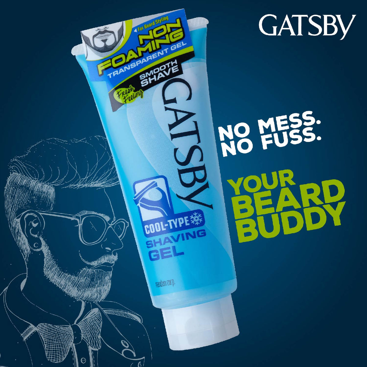 Gatsby Shaving Gel - Cool Type, 205g Gardenia Cosmotrade LLP