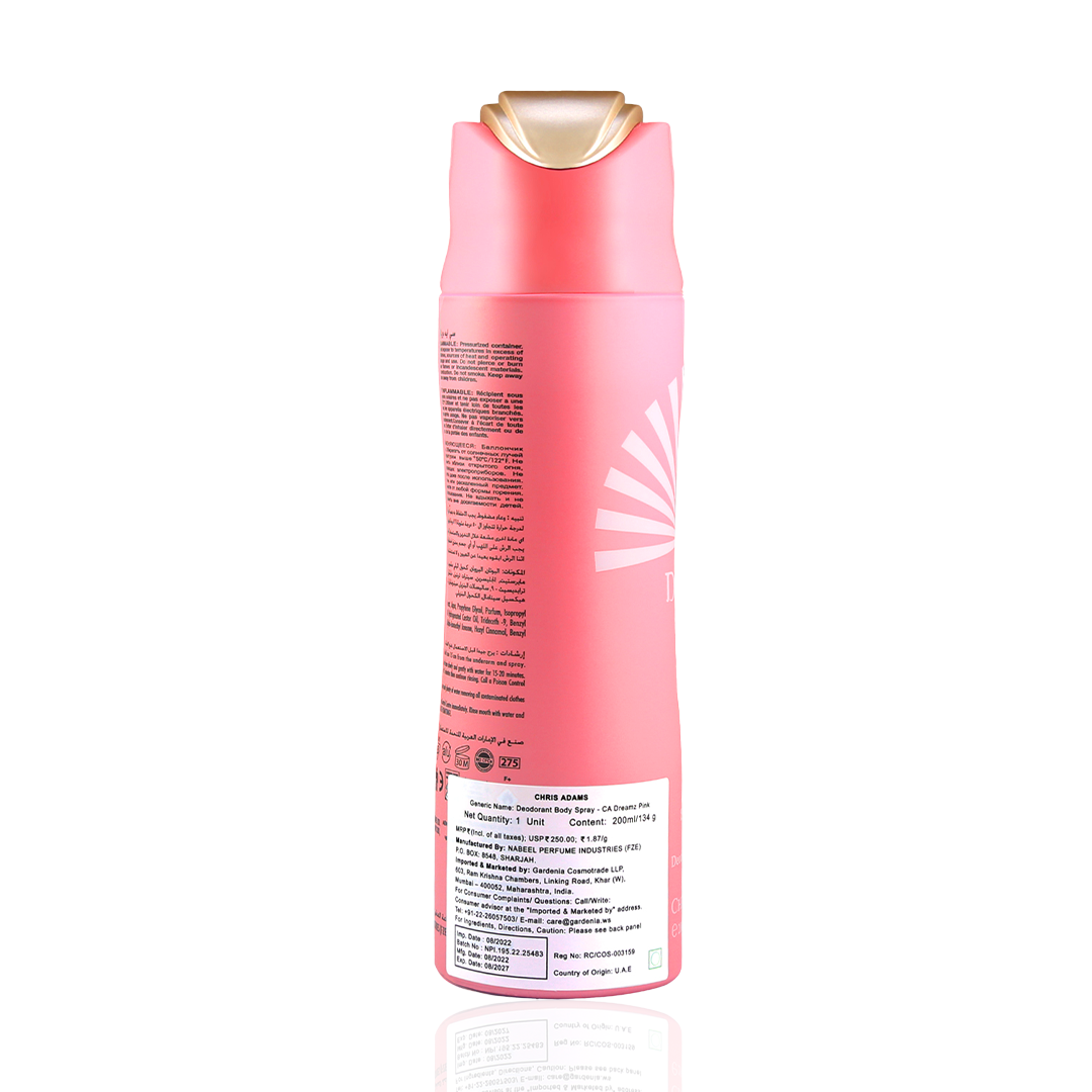 Chris Adams Deodorant Perfume Spray - Dreamz Pink, 200ml Gardenia Cosmotrade LLP