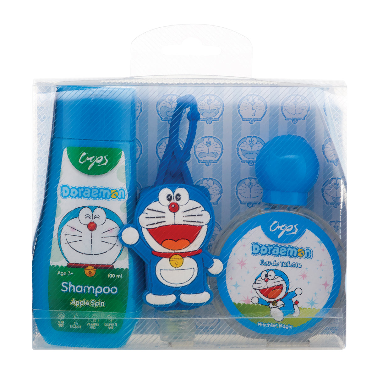 Doraemon Magic Gift Box - Shampoo Apple Spin, 100ml + Doraemon Bagtag, 30ml +Mischief Magical EDT, 50ml Gardenia Cosmotrade LLP