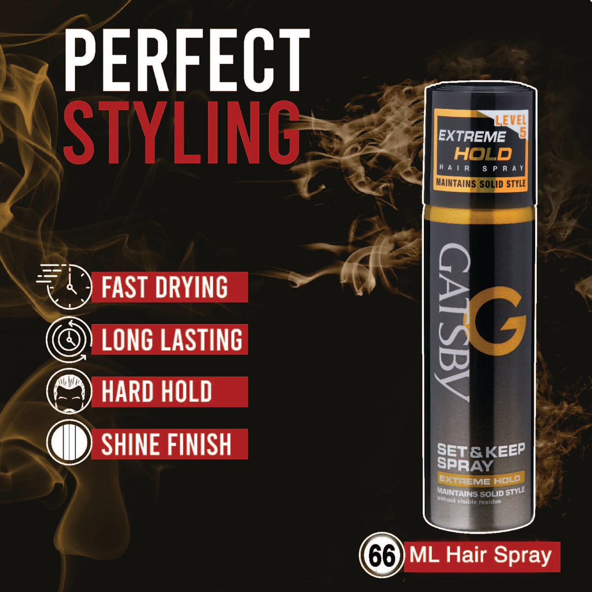 Gatsby Set & Keep Hair Spray - Extreme Hold, 66ml Gardenia Cosmotrade LLP
