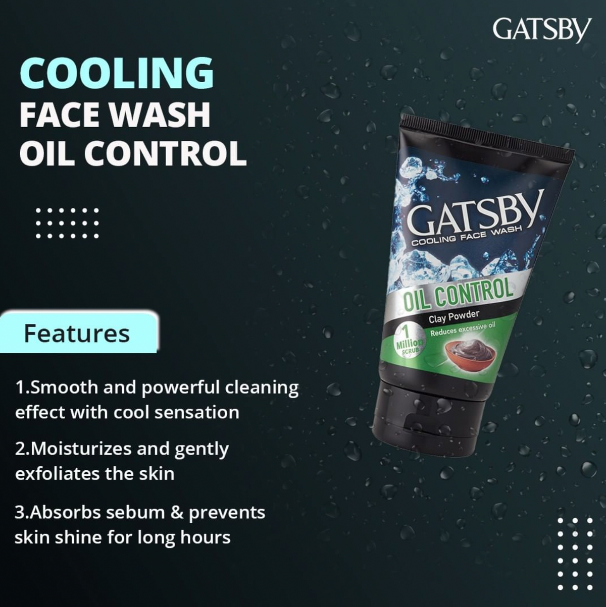 Gatsby Cooling Face Wash - Oil Control, 100g Gardenia Cosmotrade LLP