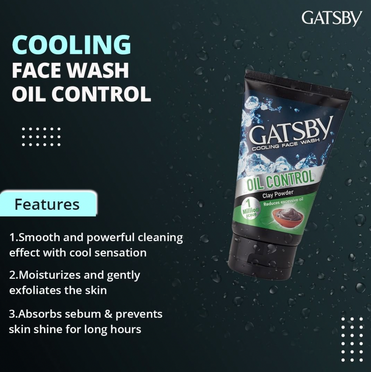 Gatsby Cooling Face Wash - Oil Control, 50g Gardenia Cosmotrade LLP