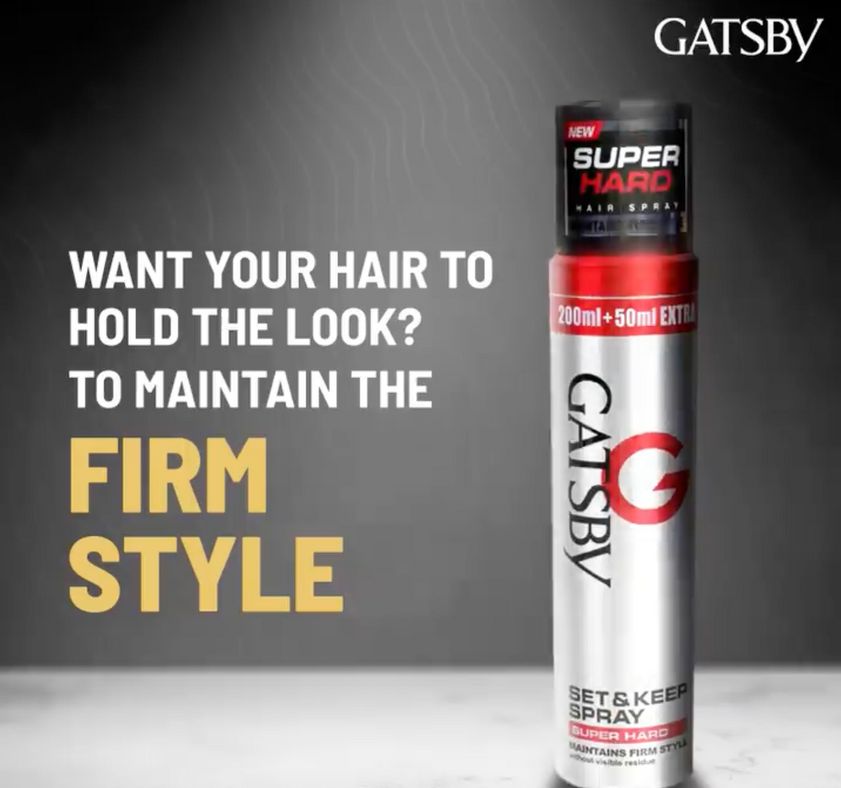 Gatsby Set &amp; Keep Hair Spray - Super Hard, 250ml Gardenia Cosmotrade LLP